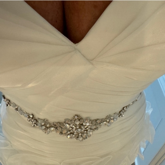 Moonlight Bridal White Embellished Ruched Strapless Dress - Picture 11 of 12